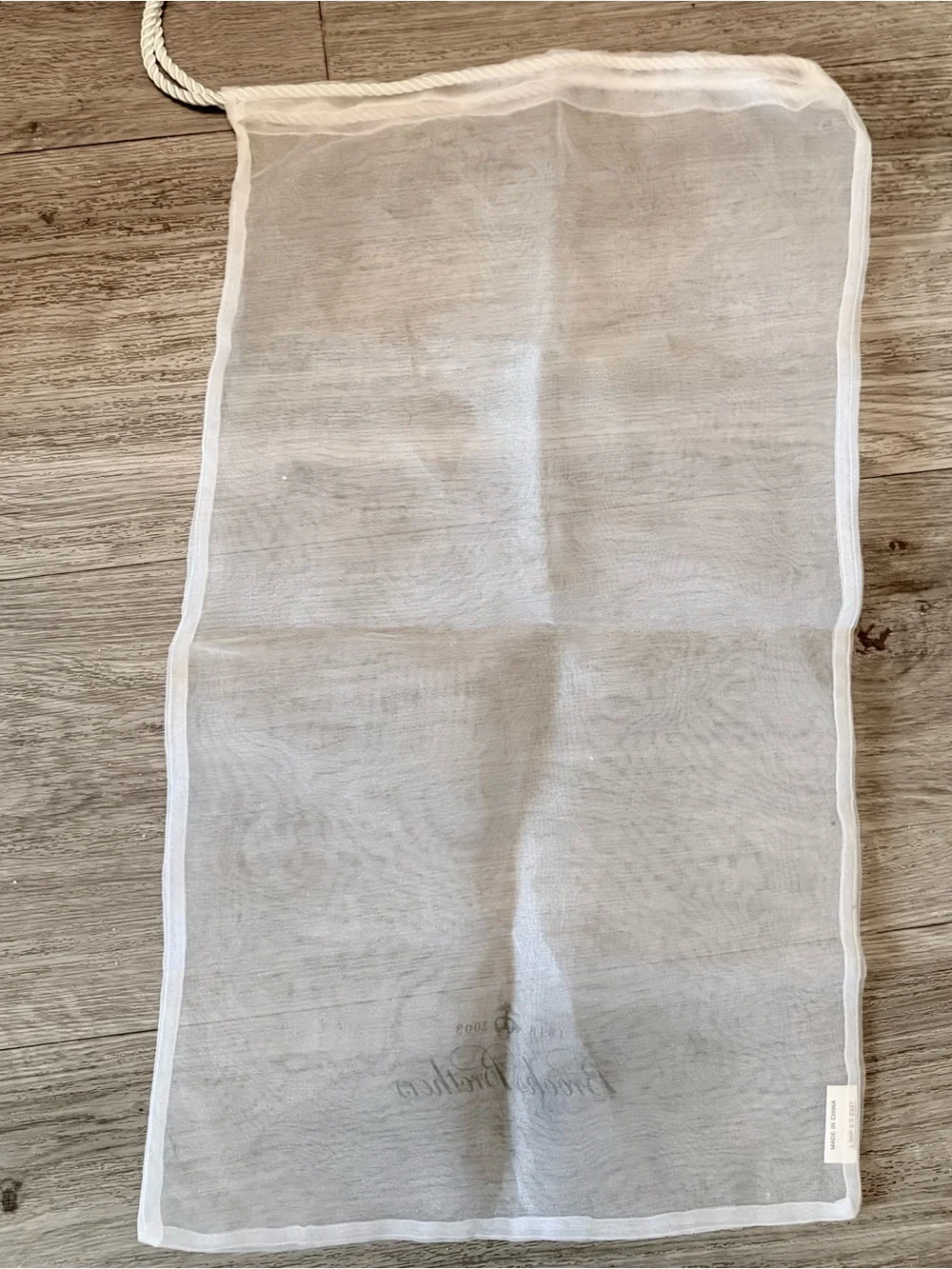 Brooks Brothers White Sheer String Dust Bag with Logo 11x19 inches